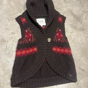 Abercrombie & Fitch Women's Dark Brown Cowl Neck Sweater Vest